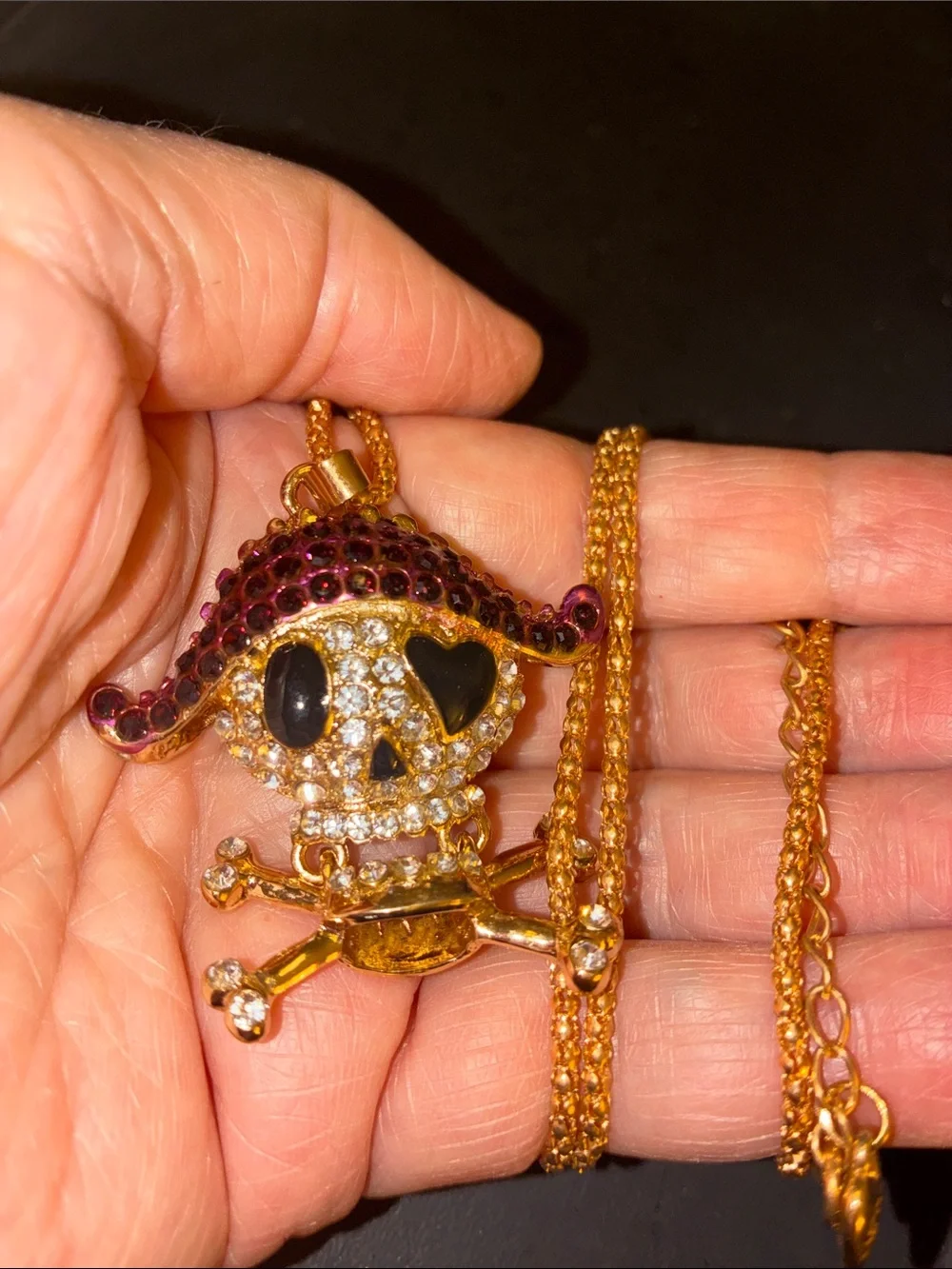Pirate Skull With a Purple Crystal Hat.Skull Jaw Moves. Jaw Moves Back & Forth